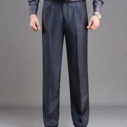 Discount OUKU Men's Dress Pants Trousers Chinos Pleated Pants Pocket Straight Leg Plain Breathable Soft Wedding Office Business Chic & Modern Classic Gray Green Black High Waist Micro-elastic