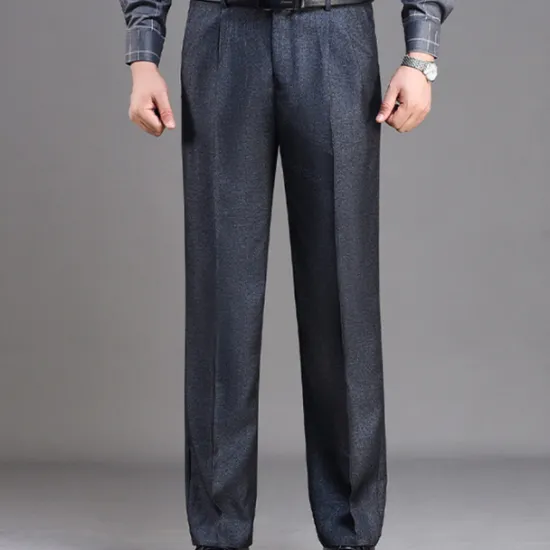 Discount OUKU Men's Dress Pants Trousers Chinos Pleated Pants Pocket Straight Leg Plain Breathable Soft Wedding Office Business Chic & Modern Classic Gray Green Black High Waist Micro-elastic