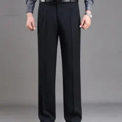 Discount OUKU Men's Dress Pants Trousers Chinos Pleated Pants Pocket Straight Leg Plain Breathable Soft Wedding Office Business Chic & Modern Classic Gray Green Black High Waist Micro-elastic