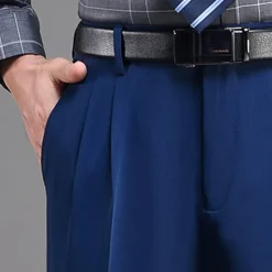 Discount OUKU Men's Dress Pants Trousers Chinos Pleated Pants Pocket Straight Leg Plain Breathable Soft Wedding Office Business Chic & Modern Classic Gray Green Black High Waist Micro-elastic