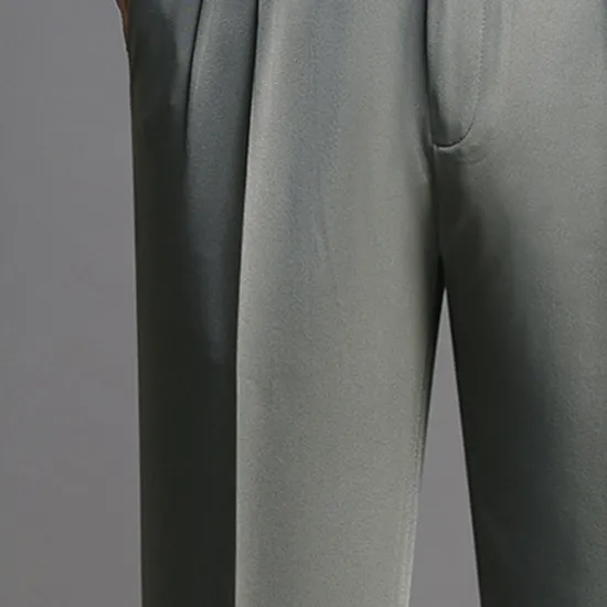 Discount OUKU Men's Dress Pants Trousers Chinos Pleated Pants Pocket Straight Leg Plain Breathable Soft Wedding Office Business Chic & Modern Classic Gray Green Black High Waist Micro-elastic