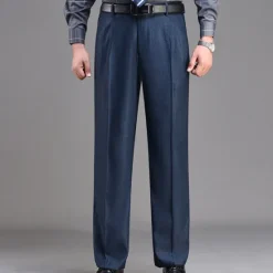 Discount OUKU Men's Dress Pants Trousers Chinos Pleated Pants Pocket Straight Leg Plain Breathable Soft Wedding Office Business Chic & Modern Classic Gray Green Black High Waist Micro-elastic