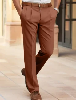 Clearance OUKU Men's Dress Pants Trousers Slacks Summer Pants Casual Pants Front Pocket Straight Leg Plain Comfort Wedding Business Casual Fashion Classic Black Navy Blue Micro-elastic