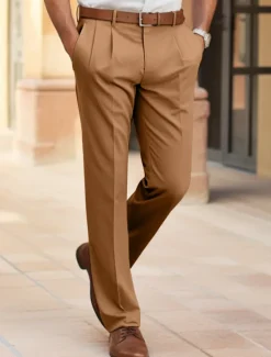 Clearance OUKU Men's Dress Pants Trousers Slacks Summer Pants Casual Pants Front Pocket Straight Leg Plain Comfort Wedding Business Casual Fashion Classic Black Navy Blue Micro-elastic