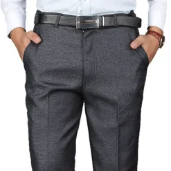 Sale OUKU Men's Dress Pants Trousers Chinos Pocket Plain Comfort Breathable Wedding Office Business Chic & Modern Formal Black Blue High Waist Micro-elastic