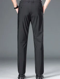 OUKU Men's Dress Pants Trousers Chinos Buttons Pocket Plain Comfort Formal Party Work Fashion Classic Style Black Navy Blue Micro-elastic