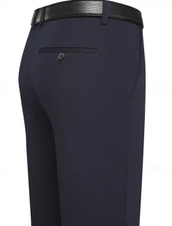 Outlet OUKU Men's Dress Pants Trousers Chinos Buttons Pocket Solid Color Comfort Formal Party Work Fashion Classic Style Black Navy Blue Micro-elastic