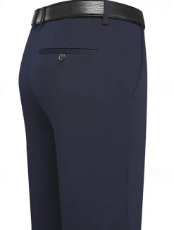 Outlet OUKU Men's Dress Pants Trousers Chinos Buttons Pocket Solid Color Comfort Formal Party Work Fashion Classic Style Black Navy Blue Micro-elastic