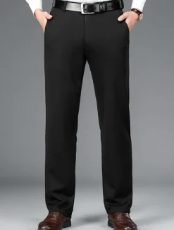 Outlet OUKU Men's Dress Pants Trousers Chinos Buttons Pocket Solid Color Comfort Formal Party Work Fashion Classic Style Black Navy Blue Micro-elastic