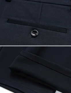 Outlet OUKU Men's Dress Pants Trousers Chinos Buttons Pocket Solid Color Comfort Formal Party Work Fashion Classic Style Black Navy Blue Micro-elastic