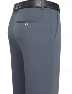 Outlet OUKU Men's Dress Pants Trousers Chinos Buttons Pocket Solid Color Comfort Formal Party Work Fashion Classic Style Black Navy Blue Micro-elastic