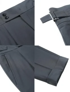 Best OUKU Men's Dress Pants Trousers Suit Pants Gurkha Pants Pocket Plain Comfort Breathable Outdoor Daily Going out Fashion Casual Slim Black White
