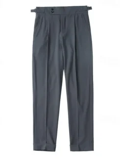 Best OUKU Men's Dress Pants Trousers Suit Pants Gurkha Pants Pocket Plain Comfort Breathable Outdoor Daily Going out Fashion Casual Slim Black White