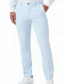 Hot OUKU Men's Dress Pants Trousers Chinos Buttons Pocket Plain Comfort Formal Party Work Fashion Classic Style Black Orange Micro-elastic
