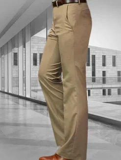 OUKU Men's Dress Pants Trousers Chinos Buttons Pocket Plain Comfort Formal Party Work Fashion Classic Style Black White Micro-elastic