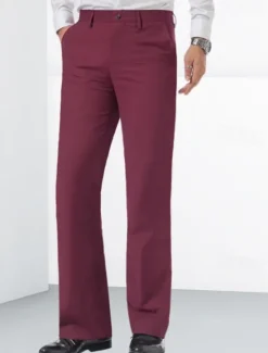 OUKU Men's Dress Pants Trousers Chinos Buttons Pocket Plain Comfort Formal Party Work Fashion Classic Style Black White Micro-elastic