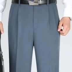 Online OUKU Men's Dress Pants Trousers Casual Pants Pleated Pants Pocket Plain Comfort Breathable Wedding Business Casual Retro Vintage Classic Yellow Light Green High Waist Stretchy