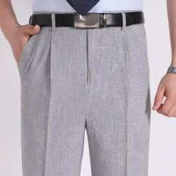 Online OUKU Men's Dress Pants Trousers Casual Pants Pleated Pants Pocket Plain Comfort Breathable Wedding Business Casual Retro Vintage Classic Yellow Light Green High Waist Stretchy