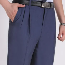 Online OUKU Men's Dress Pants Trousers Casual Pants Pleated Pants Pocket Plain Comfort Breathable Wedding Business Casual Retro Vintage Classic Yellow Light Green High Waist Stretchy