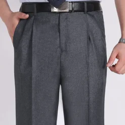 Online OUKU Men's Dress Pants Trousers Casual Pants Pleated Pants Pocket Plain Comfort Breathable Wedding Business Casual Retro Vintage Classic Yellow Light Green High Waist Stretchy