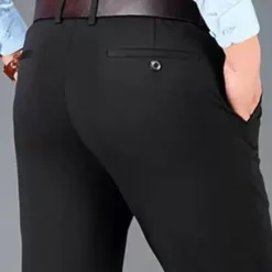 Sale OUKU Men's Dress Pants Trousers Slacks Casual Pants Pocket Straight Leg Plain Comfort Breathable Full Length Wedding Casual Daily Stylish Chic & Modern Black Navy Blue High Waist Micro-elastic