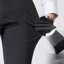 Sale OUKU Men's Dress Pants Trousers Slacks Casual Pants Pocket Straight Leg Plain Comfort Breathable Full Length Wedding Casual Daily Stylish Chic & Modern Black Navy Blue High Waist Micro-elastic