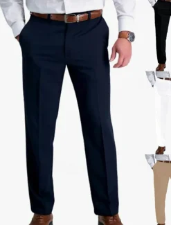 New OUKU Men's Dress Pants Trousers Suit Pants Pocket Straight Leg Plain Comfort Soft Full Length Wedding Outdoor Business Fashion Streetwear Black White
