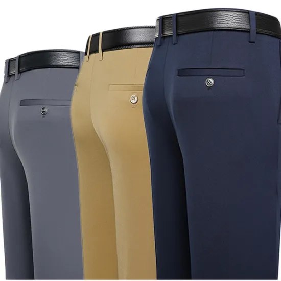 OUKU Men's Dress Pants Trousers Slacks Flat Front Pants Suit Pants Straight Leg Geometry Stretch No-Iron Formal Wedding Business Classic Style Casual Black Royal Blue High Waist Stretchy