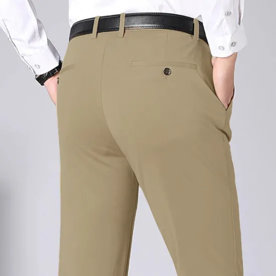 OUKU Men's Dress Pants Trousers Slacks Flat Front Pants Suit Pants Straight Leg Geometry Stretch No-Iron Formal Wedding Business Classic Style Casual Black Royal Blue High Waist Stretchy