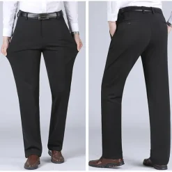 OUKU Men's Dress Pants Trousers Slacks Flat Front Pants Suit Pants Straight Leg Geometry Stretch No-Iron Formal Wedding Business Classic Style Casual Black Royal Blue High Waist Stretchy