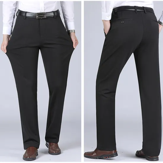OUKU Men's Dress Pants Trousers Slacks Flat Front Pants Suit Pants Straight Leg Geometry Stretch No-Iron Formal Wedding Business Classic Style Casual Black Royal Blue High Waist Stretchy