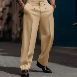 OUKU Men's Dress Pants Trousers Casual Pants Suit Pants Buttons Front Pocket Straight Leg Plain Comfort Wedding Business Daily Fashion Chic & Modern Black White