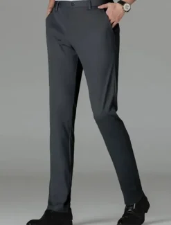 Hot OUKU Men's Dress Pants Trousers Suit Pants Pocket Plain Comfort Breathable Outdoor Daily Going out Casual Formal Black Dark Blue