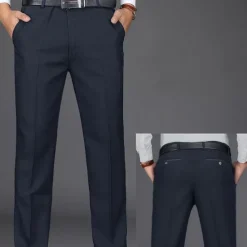 Discount OUKU Men's Dress Pants Trousers Slacks Suit Pants Pocket Plain Comfort Breathable Ankle-Length Wedding Office Business Chic & Modern Classic Black Deep Blue High Waist Micro-elastic