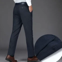 Discount OUKU Men's Dress Pants Trousers Slacks Suit Pants Pocket Plain Comfort Breathable Ankle-Length Wedding Office Business Chic & Modern Classic Black Deep Blue High Waist Micro-elastic