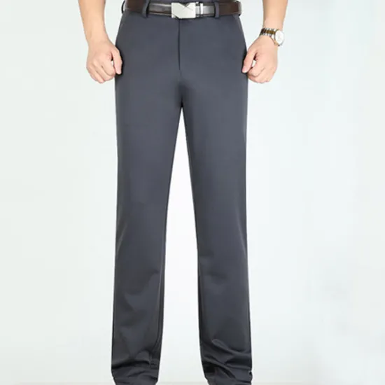 Outlet OUKU Men's Dress Pants Trousers Pocket Straight Leg Plain Wedding Office Work Cotton Blend Chic & Modern Formal White Wine High Waist Micro-elastic