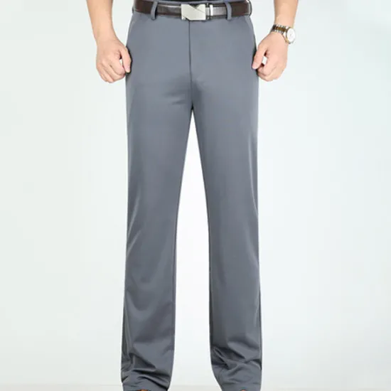Outlet OUKU Men's Dress Pants Trousers Pocket Straight Leg Plain Wedding Office Work Cotton Blend Chic & Modern Formal White Wine High Waist Micro-elastic