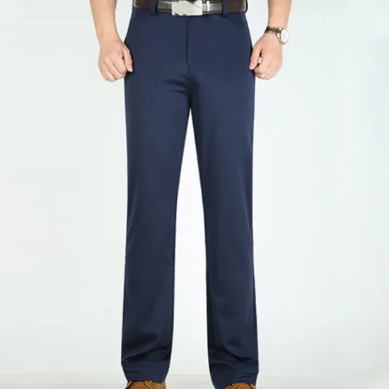 Outlet OUKU Men's Dress Pants Trousers Pocket Straight Leg Plain Wedding Office Work Cotton Blend Chic & Modern Formal White Wine High Waist Micro-elastic