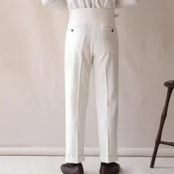 New OUKU Men's Dress Pants Trousers Pleated Pants Waffle Pants Gurkha Pants Pocket Plain Comfort Soft Full Length Party Business Daily Elegant Fashion Black White