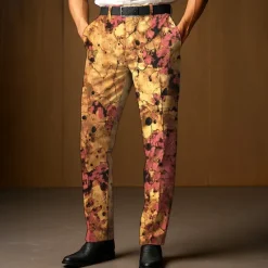 Discount OUKU Men's Dress Pants Trousers Suit Pants Gradient Color Abstract Art Full Length Outdoor Vacation Fashion Casual Yellow Blue Micro-elastic