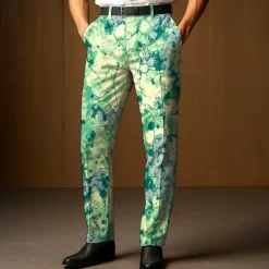Discount OUKU Men's Dress Pants Trousers Suit Pants Gradient Color Abstract Art Full Length Outdoor Vacation Fashion Casual Yellow Blue Micro-elastic