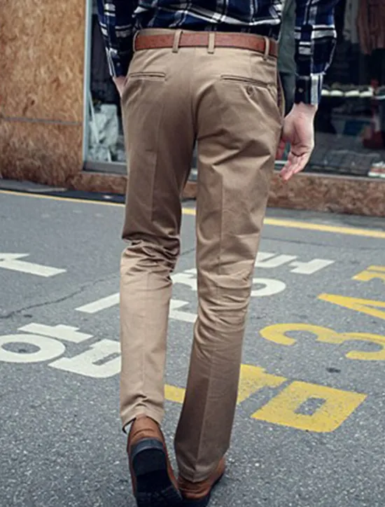 Outlet OUKU Men's Dress Pants Trousers Chinos Suit Pants Pocket Plain Comfort Breathable Business Daily Fashion Casual Black Khaki