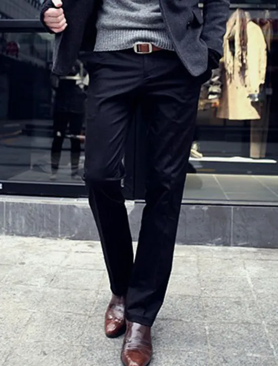 Outlet OUKU Men's Dress Pants Trousers Chinos Suit Pants Pocket Plain Comfort Breathable Business Daily Fashion Casual Black Khaki