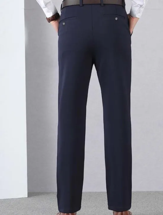 Discount OUKU Men's Dress Pants Trousers Casual Pants Pocket Elastic Waist Straight Leg Plain Stretch Wedding Office Business Stylish Formal Black Wine High Waist Micro-elastic