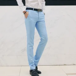 New OUKU Men's Dress Pants Trousers Chinos Casual Pants Straight Leg Plain Comfort Breathable Full Length Wedding Fashion Casual White Khaki Micro-elastic