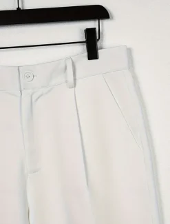 Clearance OUKU Men's Dress Pants Trousers Baggy Pants Suit Pants Pocket Straight Leg Plain Comfort Soft Full Length Business Daily Fashion Streetwear White