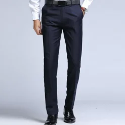 Hot OUKU Men's Dress Pants Trousers Chinos Casual Pants Pocket Straight Leg Plain Comfort Office Business Casual Streetwear Stylish Black Dark Blue