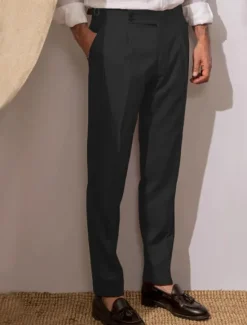 New OUKU Men's Dress Pants Trousers Slacks Pleated Pants Suit Pants Pocket High Rise Plain Comfort Breathable Wedding Outdoor Daily Elegant Vintage Black White