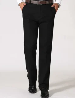 New OUKU Men's Dress Pants Trousers Chinos Buttons Pocket Plain Comfort Formal Party Work Fashion Classic Style Black Brown Micro-elastic