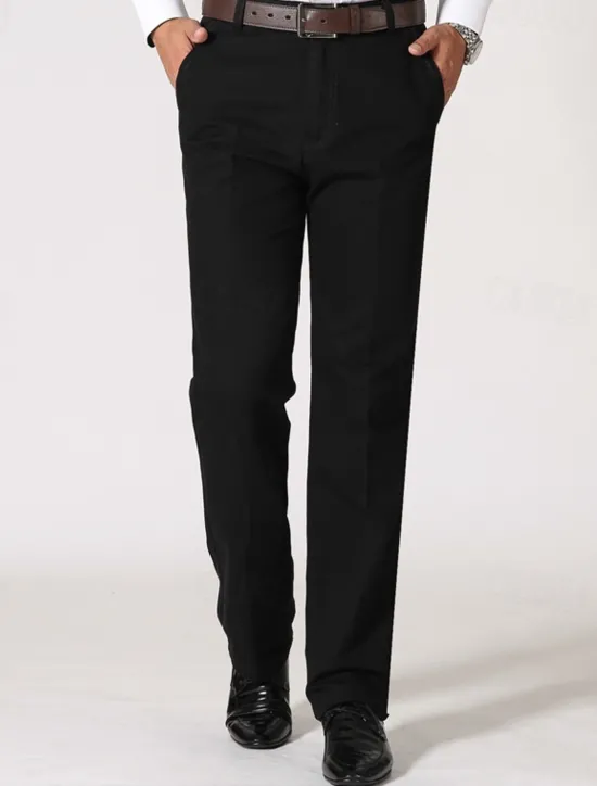 New OUKU Men's Dress Pants Trousers Chinos Buttons Pocket Plain Comfort Formal Party Work Fashion Classic Style Black Brown Micro-elastic
